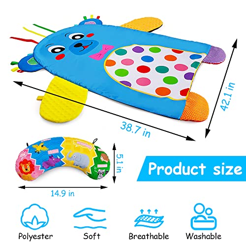 teytoy 3-in-1 Tummy Time Mat & Pillow & Mirror Black and White High Contrast Tummy Time Toys with 3 Teethers for Newborn Infant Baby Toys 0 3 6 9 12 Months Easter Gifts