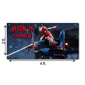 Personalized Birthday Banner for Spiderman Theme Party 24"x 48" or 42"x84"