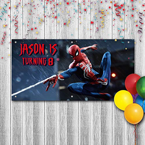 Personalized Birthday Banner for Spiderman Theme Party 24"x 48" or 42"x84"