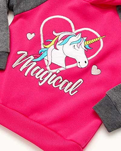 Angel Face Toddler Girls' Sweatsuit Set - Fleece Pullover Hoodie and Jogger Sweatpants Set (4 Piece), Size 2T, Magical Unicorn