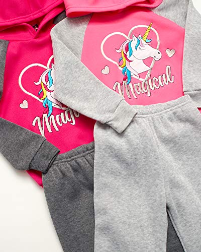 Angel Face Toddler Girls' Sweatsuit Set - Fleece Pullover Hoodie and Jogger Sweatpants Set (4 Piece), Size 2T, Magical Unicorn