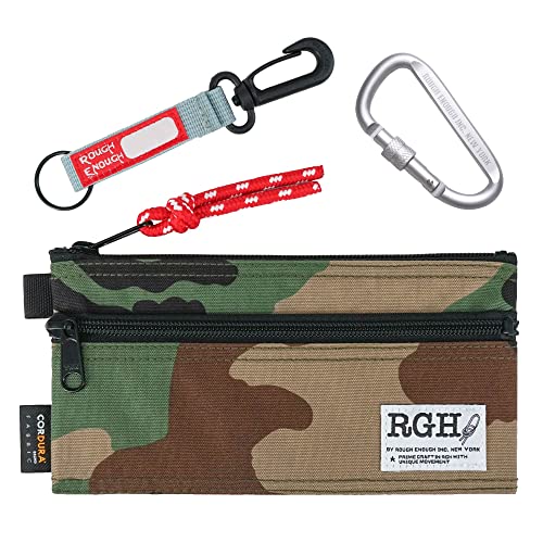 Rough Enough Small Pencil Case Bag Organizer for Boys Kids Adult Cordura Camo Military Slim