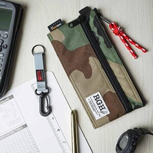 Rough Enough Small Pencil Case Bag Organizer for Boys Kids Adult Cordura Camo Military Slim