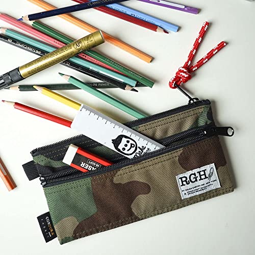 Rough Enough Small Pencil Case Bag Organizer for Boys Kids Adult Cordura Camo Military Slim