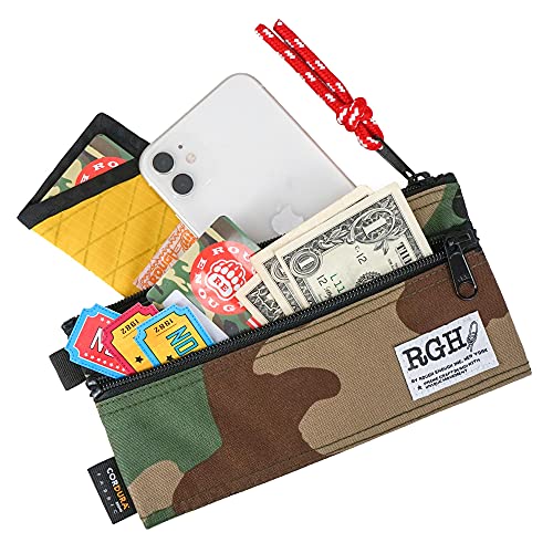 Rough Enough Small Pencil Case Bag Organizer for Boys Kids Adult Cordura Camo Military Slim