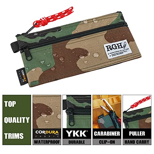 Rough Enough Small Pencil Case Bag Organizer for Boys Kids Adult Cordura Camo Military Slim