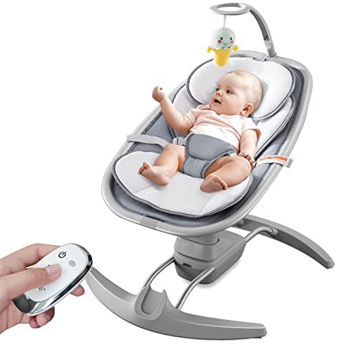 Baby Swings for Infants Newborn, RONBEI Swing for Baby Boy Baby Girl, Electric Comfort Portable Baby Swing with 3 Swing Speeds Music Remote Control