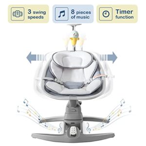 Baby Swings for Infants Newborn, RONBEI Swing for Baby Boy Baby Girl, Electric Comfort Portable Baby Swing with 3 Swing Speeds Music Remote Control