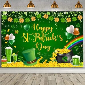 aibiin happy st.patrick’s day decorations st.patrick’s day banner backdrop green shamrock photo background st.patricks day green backdrop beer green leaf cover banner vinyl 7x5ft