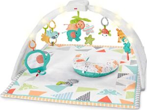 fisher-price safari music & lights gym tummy time playmat with take-along toys for newborns from birth and older
