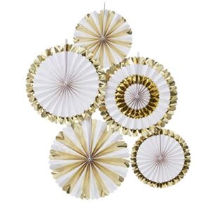 Ginger Ray Gold Foled Pin Wheel Fan Baby Shower Celebration Decorations 5 Pack