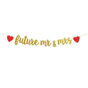 aonbon gold glitter future mr & mrs banner, wedding banner, wedding/engagement/bridal shower party decoratoions