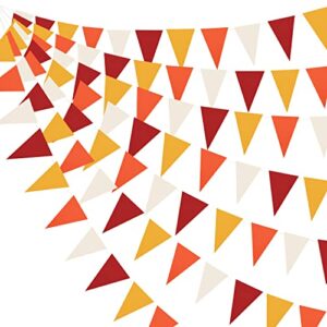 yssai 40ft triangle flag paper pennant banner orange fall party garland bunting for fall decor thanksgiving day harvest autumn wedding birthday party home outdoor garden hanging decoration 104 flags