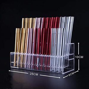 48 Holes Acrylic Pen Pencil Stand Holder Clear Stationery Storage Holder Pen Pencil Rack Makeup Cosmetic Brushes Storage Organizer Rack Eyebrow Pencil Shelf Makeup Tools Case Pen Pencil Display Tray