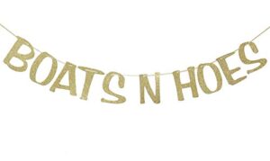 boats n’ hoes banner sign garland gold glitter for bachelorette nautical theme engagement bridal shower birthday decor photo booth props