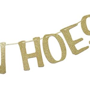 Boats N' Hoes Banner Sign Garland Gold Glitter for Bachelorette Nautical Theme Engagement Bridal Shower Birthday Decor Photo Booth Props