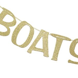 Boats N' Hoes Banner Sign Garland Gold Glitter for Bachelorette Nautical Theme Engagement Bridal Shower Birthday Decor Photo Booth Props