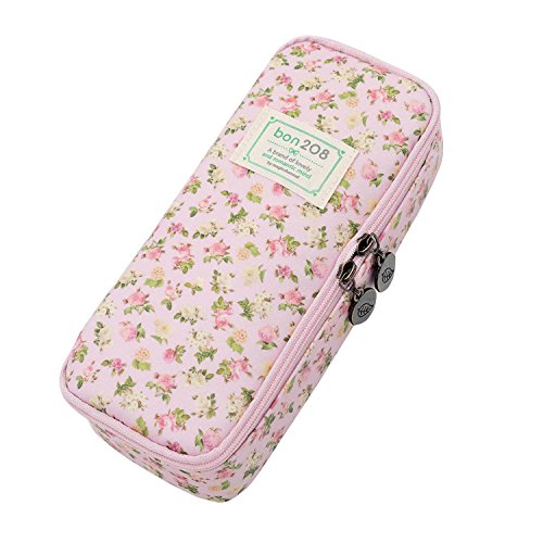 Cute Pencil Case Large Capacity Floral Pencil Pouch Stationery Organizer Multifunctional Cosmetic Makeup Bag Holder for Pencils Pens (Style-02)