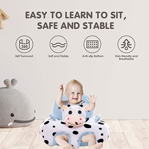 Rehomy Baby Floor Seat Learn to Sit Lounger Cover Cute Plush Baby Learning Sitting Chair Cover for Infants Toddler (Only Cover, No Filling)