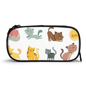 virtualshelf cute cat pencil case large capacity zipper pouch holder for high middle primary student aesthetic teen girl boy office men women adults portable one size
