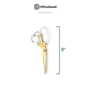 OfficeGoods Acrylic & Stainless Steel 9" Scissors - Modern Design for the Stylish Home, Office, or School - Perfect for Arts & Crafts, Scrapbooking, Fabric, & Sewing - Gold