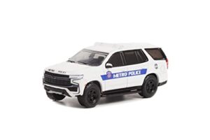 modeltoycars 2021 chevy tahoe police pursuit vehicle, white – greenlight 43000f – 1/64 scale diecast car