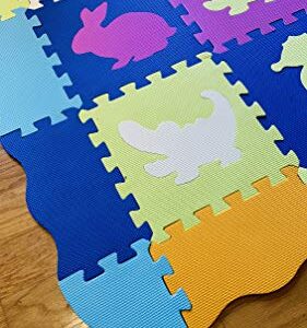 Baby Play Mat with Fence - Baby mats for Playing with Foam Animals, and Tiles. Playmat for Kids, Toddlers, & Infants. Tummy Time mat, Ball Pit, Floor Activity Center Gym 57"x 57", Over 74" Across!