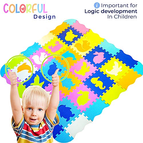 Baby Play Mat with Fence - Baby mats for Playing with Foam Animals, and Tiles. Playmat for Kids, Toddlers, & Infants. Tummy Time mat, Ball Pit, Floor Activity Center Gym 57"x 57", Over 74" Across!