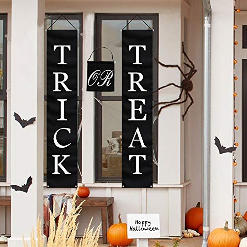 OurWarm 3pcs Trick or Treat Halloween Banner for Home Indoor/Outdoor, Halloween Hanging Sign for Office Door Porch Front Halloween Decorations, Strong Wind Resistance