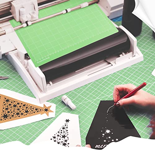 24 Pack Mat 12 x 12 Inch Adhesive Sticky Non Slip Standard Grip Mat Flexible Square Gridded Quilting Cut Mats Crafts Sewing Arts Replacement for Explore One/Air/Air 2/Maker Cut Mats (Green)