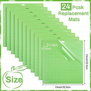 24 Pack Mat 12 x 12 Inch Adhesive Sticky Non Slip Standard Grip Mat Flexible Square Gridded Quilting Cut Mats Crafts Sewing Arts Replacement for Explore One/Air/Air 2/Maker Cut Mats (Green)