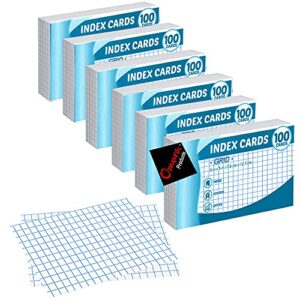 omura grid index cards 3″ x 5″, white, pack 6 x 100 sheets