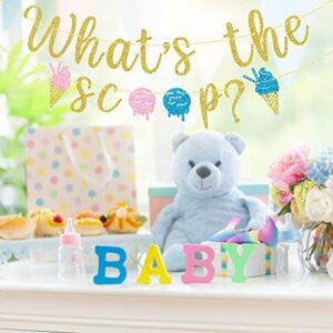 What's The Scoop Banner, Ice Cream Gender Reveal Banner, Baby Shower Decorations