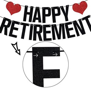 Black Glitter Happy Retirement Banner, Officially Retired Decorations, , Farewell Party Retirement Party Decorations