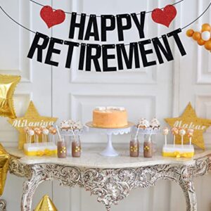 Black Glitter Happy Retirement Banner, Officially Retired Decorations, , Farewell Party Retirement Party Decorations