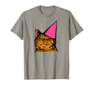 cat with a party hat: funny kitty t-shirt
