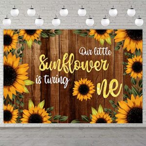 our little sunflower is turning one rustic wood banner backdrop sunflowers flowers fall theme party decor decorations for autumn holiday festival girls boys 1st birthday party baby shower supplies