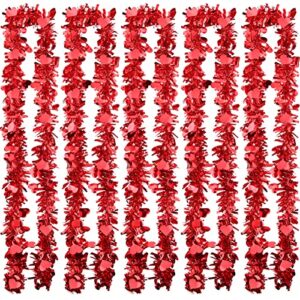 bememo 78.74 feet valentine’s day heart tinsel love party garland glitter hanging decoration for valentine wedding engagement anniversary party supplies, red