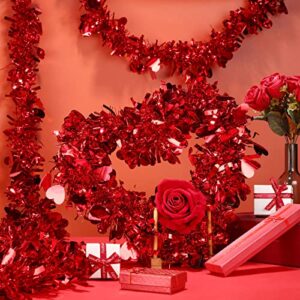 Bememo 78.74 Feet Valentine's Day Heart Tinsel Love Party Garland Glitter Hanging Decoration for Valentine Wedding Engagement Anniversary Party Supplies, Red