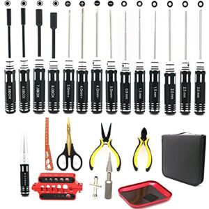 23 in 1 rc tool kit screwdriver set pliers hex sleeve socket repair tools for rc helicopter quadcopter drone airplane, accessories compatible with slash screw kit