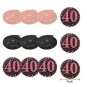 Rose Gold 40th Birthday Party Decorations Kit for Women - Cheers to 40 Years Banner, 6Pcs Celebration 40 Hanging Swirls, 6Pcs Pom Poms - 40 Years Old Party Supplies 40th Anniversary Decorations