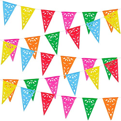 Pennant Banner Plastic Flags - Pack of 6 Multicolor Party Banners, 156 Foot Total Length (26 Foot Long Each) - Cinco de Mayo Fiesta Decoration