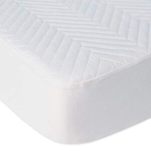 bluesnail waterproof quilted pack n play mattress cover – fits all baby portable mini cribs, play yards and foldable mattresses (white)