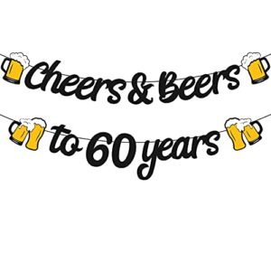 60th birthday decorations cheers to 60 years banner for men women 60s birthday backdrop wedding anniversary party supplies black glitter decorations pre strung
