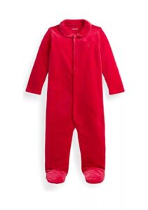 polo ralph lauren baby boys velour footed coverall (red(4005)/r, 3 months)