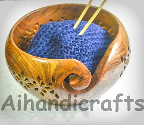 Handmade Wooden Yarn Bowl, Personalized Yarn Bowl, Knitting Crochet Thread Storage Box, Yarn Ball Bowl, Gift for Mother, Birthday Present