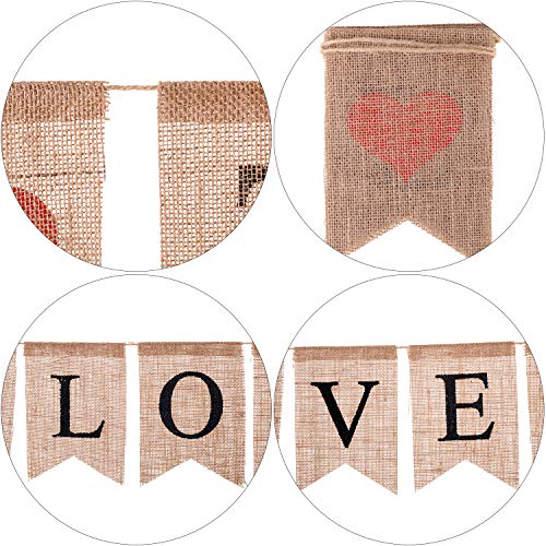 3 Pieces Valentines Day Banner Decoration Love Burlap Banner Felt Heart Garland Red Pink Heart Banner for Valentines Day Wedding Engagement Anniversary Party Supplies