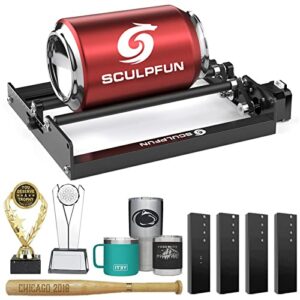 sculpfun laser rotary roller, laser engraver y-axis rotary module, 360° laser rotary attachment for engraving cylindrical objects cans, compatible with most laser engraving machines on the market