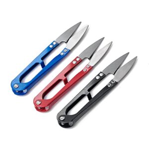 4 inch bonsai pruning scissors, bud and leaves trimmer yarn thread cutter snips trimming supplies, gardening clippers flower, thread snips, u-shaped sewing scissors, sewing scissors (3 pcs)