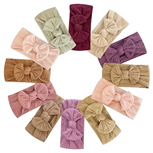 12PCS Baby Headbands and Bows Nylon Headbands for Baby Girls Headdresses For Newborns Fade Color baby Headbands Turban Knotted